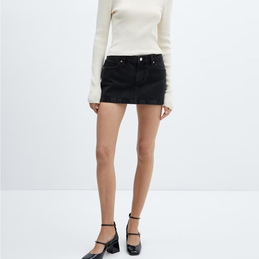 Mango Low-Rise Denim Mini Skirt, Size S